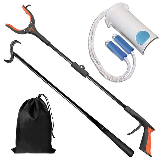 Knee hip surgery rehabilitation sets, 4 dressing aids including 80 cm foldable gripper, sock aid, shoehorn, dressing aid stick