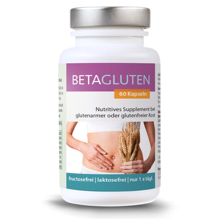 Betagluten 60 Capsules | Suitable for gluten sensitivity, wheat allergy, celiac disease, low-carb or FODMAP diets