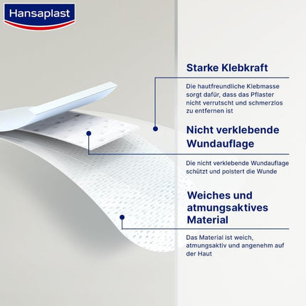Hansaplast Sensitive Plasters (1 mx 6 cm), cuttable and skin-friendly wound plasters with Bacteria Shield &amp; secure adhesive strength, painless removal plasters