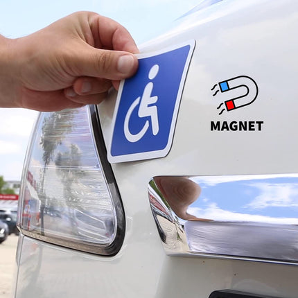 1x magnetic sign wheelchair user 15x15cm + 2x sticker disabled sign magnetic foil car wheelchair from STROBO