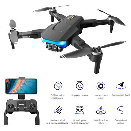 Goolsky Drone with Camera 6K LS-38 GPS 5G Wifi EIS Brushless Motor Anti-Shake Gimbal Video Aerial FPV Quadcopter Smart Follow Mode Gifts for Kids Adults Backpack Package 2 Batteries