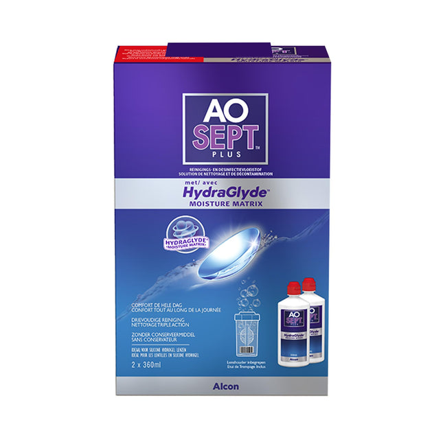 Aosept Plus with Hydraglyde Contact Lens Solution, Bulk Pack, 2 x 360 ml