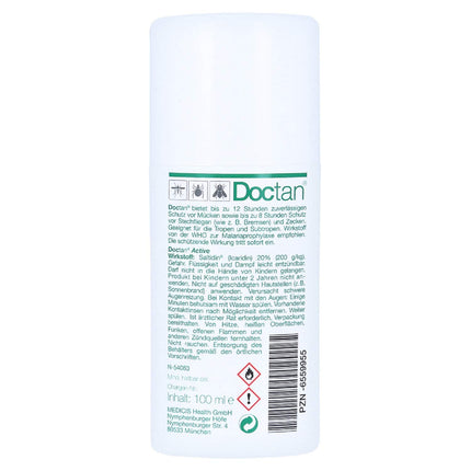 Doctan® Active Spray – up to 12h protection against mosquitoes, ticks, biting flies, malaria prophylaxis, yellow fever, 100ml