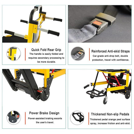 WOLWES Electric Stairlift Wheelchair for Elderly People, Aluminum Alloy Yellow