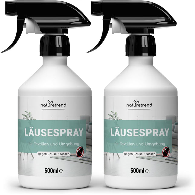 naturetrend Lice Spray for Textiles, Environmental Spray 2 x 500ml - Lice Repellent Spray with Immediate &amp; Long-Term Protection, Remedy against Lice &amp; Nits for the Environment, Set of 2