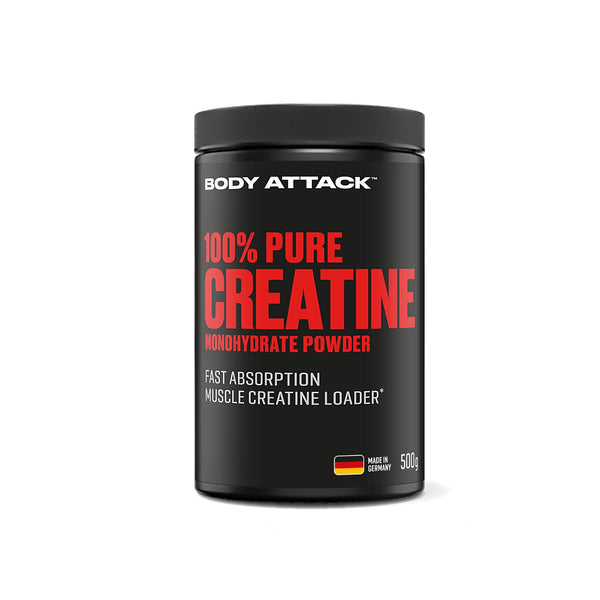Body Attack Creatine Monohydrate 500 g Powder - Made in Germany - high-quality microfine creatine monohydrate - Pure creatine powder for self-dosing - Cologne List product - good solubility