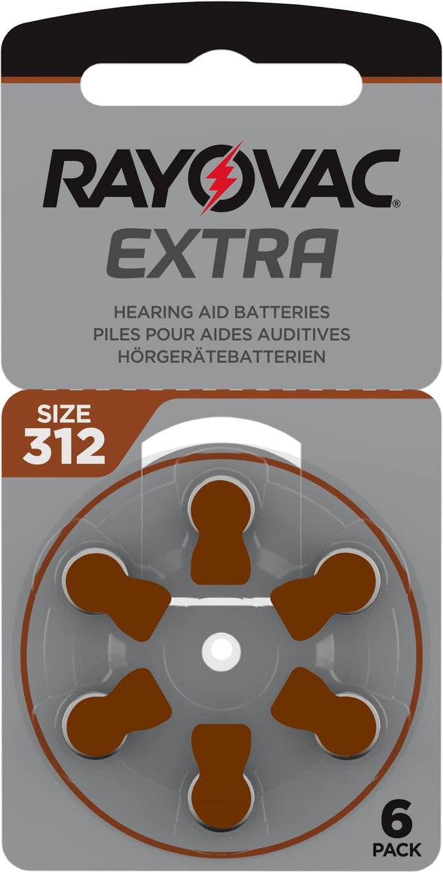 RAYOVAC hearing aid batteries, button cell batteries for hearing aids, 60 pieces, size 312