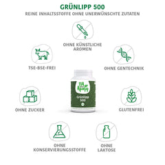 Green-lipped 500 with green-lipped mussel from New Zealand, 1000 mg per daily dose, laboratory-tested, 150 capsules