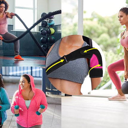 Winyoher Adjustable Shoulder Brace Made of Breathable Neoprene for Stability and Pain Relief for Men and Women, Shoulder Support Gentle Support for Left/Right