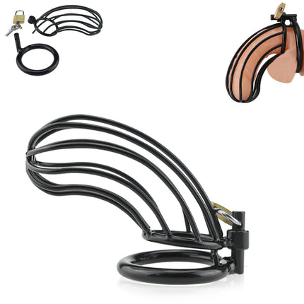 Penis cage metal chastity cage men's metal chastity cage male metal penis cage, 3 sizes, stainless steel cock cage with lock, SM bondage sex toy from 18 for couples extreme sex game (L)