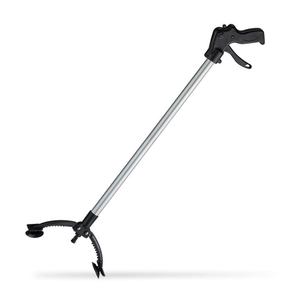 Relaxdays Grabber, Garbage Grabber, Arm Extension, Reaching Aid for Seniors, Aluminum, Plastic, 88 cm, Black/Silver