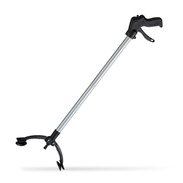 Relaxdays Grabber, Garbage Grabber, Arm Extension, Reaching Aid for Seniors, Aluminum, Plastic, 88 cm, Black/Silver