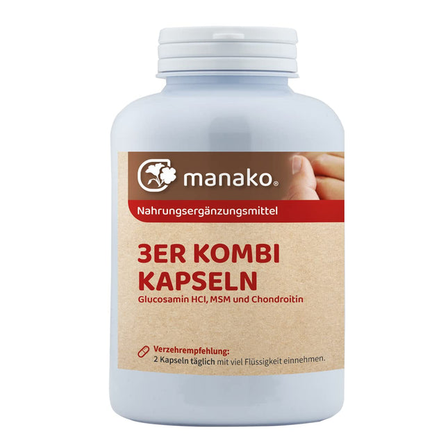 manako 3-pack COMBI capsules Glucosamine MSM Chondroitin, 300 capsules, 210 g can (1 x 300 capsules)
