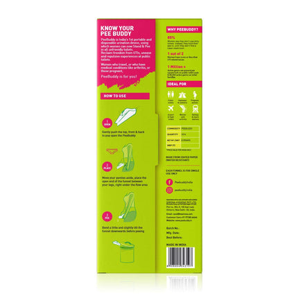 PEE BUDDY Cardboard Urinal Pee Funnel for Women, Peeing While Standing, Urination Aid for Women Antibacterial 80 Pee Funnels for Women
