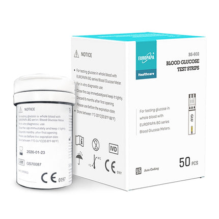 EUROPAPA® Blood Glucose Test Strips 100 PCS for Blood Glucose Level Control, Diabetic Test Strips for Diabetes and Glucose Monitoring, Test Strips Applicable EUROPAPA BG Series Blood Glucose Meter