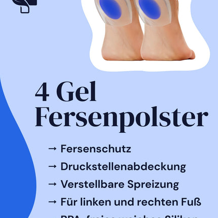 YOGAMEDIC Heel Cushions for Shoes, Heel Spur, 4 Pack, Orthopedic Gel Heel Insert, Heel Cushion for Achilles Tendon, Plantar Fasciitis, Insole (Size 40-45)