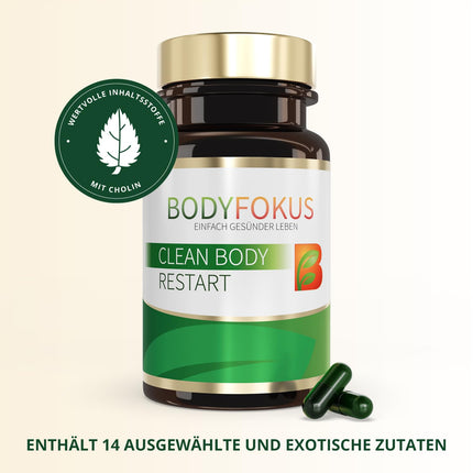 BodyFokus Clean Body Restart - Liver, Homocysteine ​​and Fat Metabolism - 60 Capsules - Made in Germany