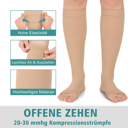 Evolyline 2 pairs of medical compression stockings for women and men 20-30 mmHg Class 2, compression socks for thrombosis stockings for women, support stockings for women, support tights for varicose veins and ankles