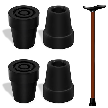 Pack of 4 crutch rubber, 19mm walking stick rubber buffers, non-slip rubber tips, replacement walking stick rubber tips for crutches, walking sticks, trekking poles, senior walking stick accessories