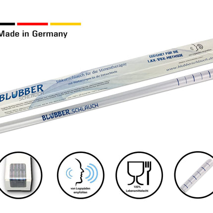 Bubble tube silicone tube for voice therapy - High-quality Lax Vox tube for voice training and vocal hygiene made of platinum-cured silicone (transparent, 1 tube)