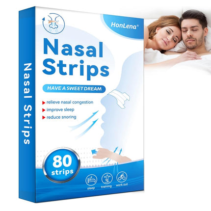 Nose Patches Snoring, 80 Pieces Nose Patches Better Breathing, Nasal Strips, Cold, Allergies, Anti Snoring Patches for Sports and Sleep, Anti Snoring Patches for Sleep Against