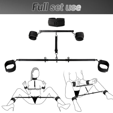 Sevenup Spreader Bar Bondage Sex Toy with Neck Collar, Wrist and Ankle Cuff Sets, BDSM Bondage Set, Adjustable Handcuffs Collar for Adult Couples