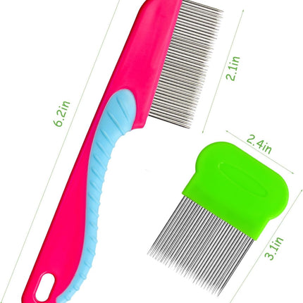 2 Pieces Lice Comb Stainless Steel Flea Comb Durable Lice Combs Flea Comb Plastic Lice Comb Lice Combs for Care and Removal of Dandruff or Lice