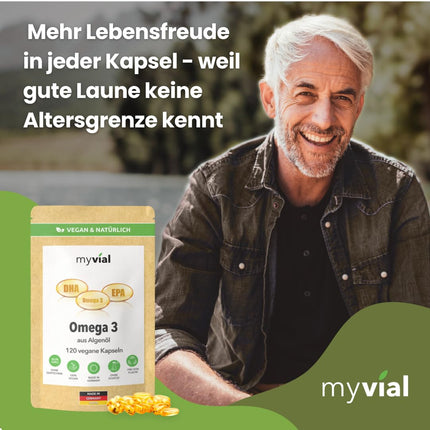 Omega 3 vegan capsules 120 pieces – 600 mg EPA &amp; DHA from algae oil – high dosage – triglyceride form – sustainably produced in Germany – no additives – laboratory-tested