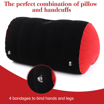 Sex Position Pillow, Dildo Holder with Adjustable Wrist and Thigh Restraints, Sex Bondage Set, Bedroom Sex Furniture – Sex Body Positioner for Couples (red-black)