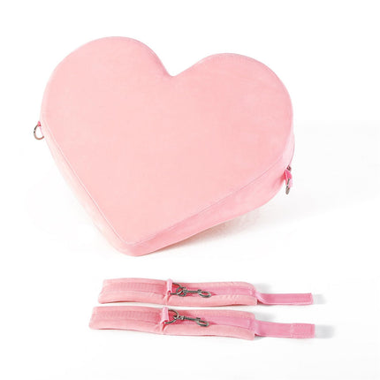 Soarvlorfy Sex Heart Wedge Pillow Sex Furniture Lumbar Pillow with Handcuffs Bondage Multifunctional Sofa Bed Sex Pillow Adult Game for Couples Erotic Extreme Restraints Sex Toy, Pink