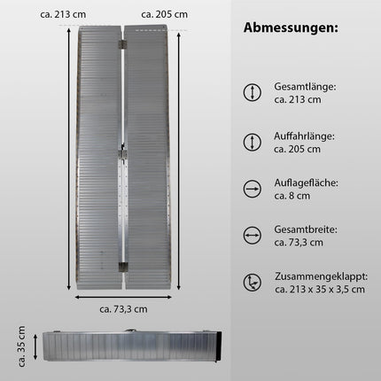TRUTZHOLM wheelchair ramp foldable 213 cm load capacity 272 kg aluminum grey ribbed access ramp