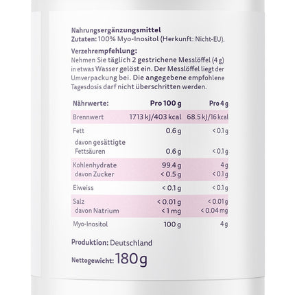 effective nature - Inositol Pure - 180 g pure myo-inositol powder - 4000 mg myo-inositol per day - Enough for 45 days