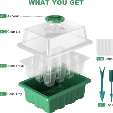 Estefanlo seed trays with lids, 10 pieces, seed tray for plants, thickened seed station
