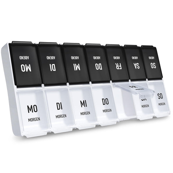 AUVON pill box 7 days morning evening, handy pill box with large separate compartments for medications, vitamins, fish oil, dietary supplements, etc.