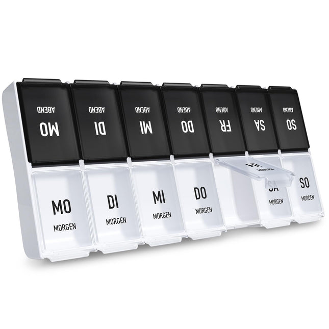 AUVON pill box 7 days morning evening, handy pill box with large separate compartments for medications, vitamins, fish oil, dietary supplements, etc.