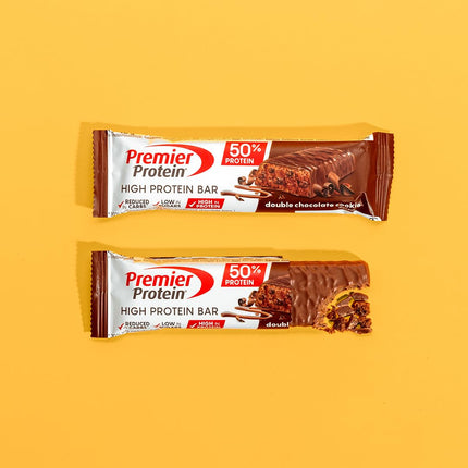Premier Protein - High Protein Bar 50% - Double Chocolate Cookie - 16x40g - Low Sugar - Low Carb - palm oil free
