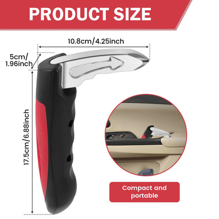 2 PCS Car Entry Aid for Seniors 180KG Load Capacity, Car Handle for Seniors with Car Safety Hammer Function, Non-Slip, Rustproof, Car Handle Car Exit Aid for All Types of Car Doors (Red)