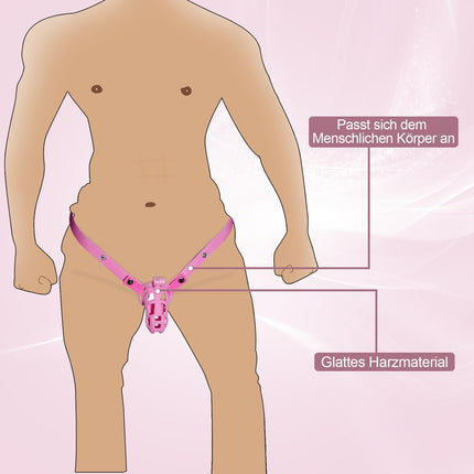 B2-Chastity Belt Set with 4 Cock Rings Pink Sissy Sex Toy Chastity Cage Breathable Chastity Cage with Invisible Lock Design Man Cock Bondage BDSM Resin Sex Toy (micro, pink)