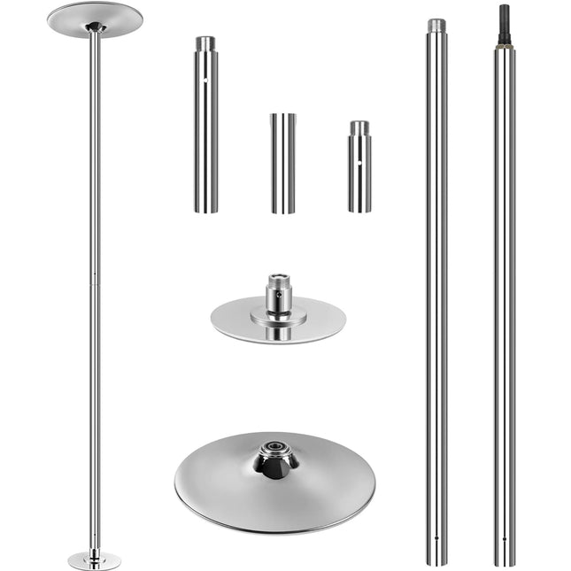 TLGREEN Pole Dance Pole, 45 mm diameter pole dance pole made of stainless steel, height adjustable from 2.35 to 2.74 m, portable and removable table dance strip pole with static and spinning function