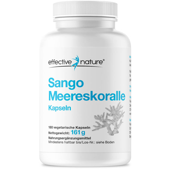 Sango Sea Coral Capsules - 180 Capsules - Calcium &amp; Magnesium in an optimal 2:1 ratio - High-dose Sango sea coral and vegan - No additives