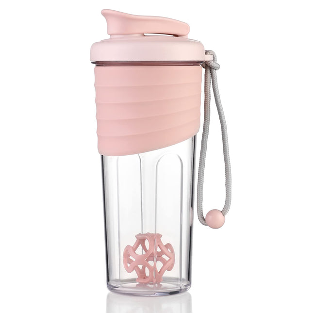 OUOUMUF Protein Shaker, shaker for protein shakes - for super creamy fitness protein shakes, shaker protein shaker 700ml - Durable, leak-proof, odorless shake cup BPA-free (pink)
