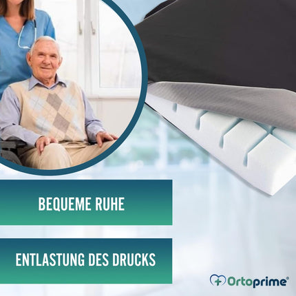 OrtoPrime Anti-Decubitus Foam Cushion with Channel System - Prevention and Treatment of Coccyx Pressure Ulcers - Postural Seat Cushion for Wheelchair, Office, Car, and Home - Orthopedic Cushion