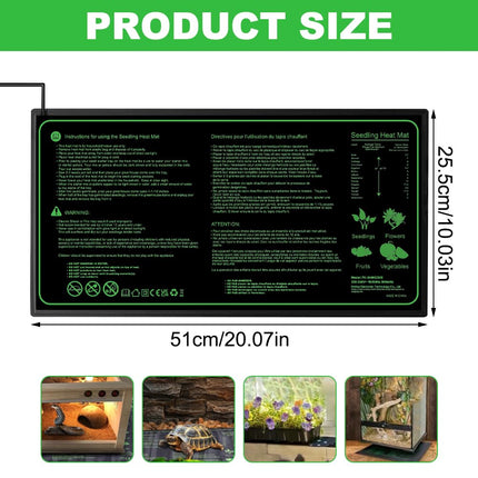 CJBIN Plant Heating Mat with Thermostat, 30W Plant Heating Mat, Waterproof Indoor Greenhouse Heating Mat for Seedlings, Heating Mat for Plants, Greenhouse and Reptiles, 20 * 10in