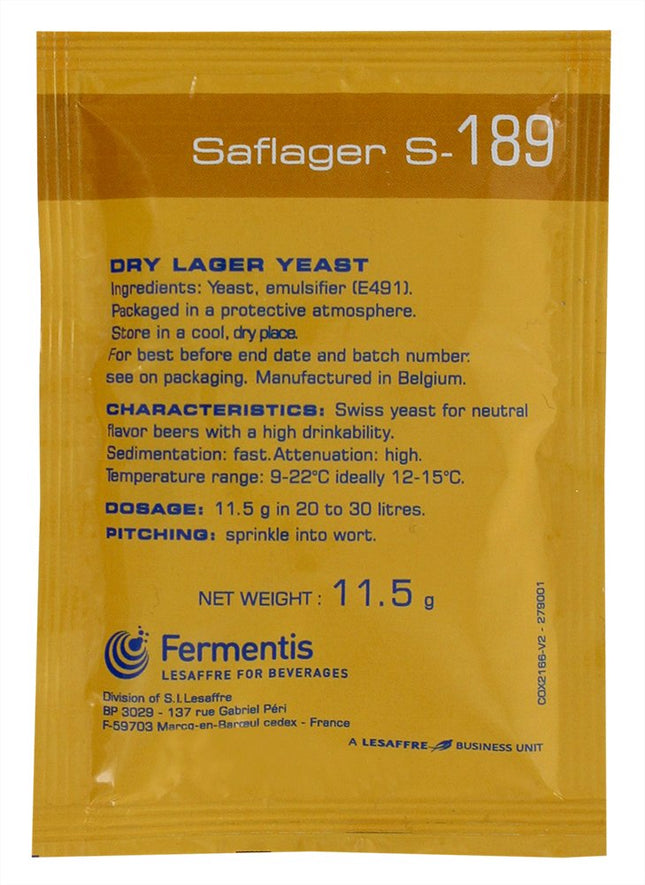 Fermentis Saflager S-189 11.5g bottom-fermenting brewer's yeast