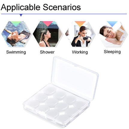 Earplugs for Sleeping, 6 Pairs Soft Reusable Waterproof Silicone Gel Earplugs for Sleeping, Traveling, Studying, Noise Reduction, White
