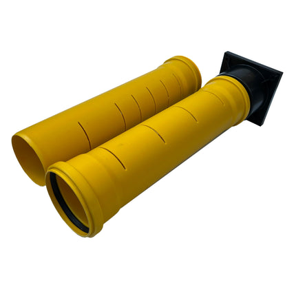 Powermat drainage drain soakaway for HAT KG pipes, DN 110, vertical outlet made of polypropylene (PP), yellow, round, 1000 mm long, 150 mm wide, 1000 mm high, walkable and drivable