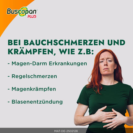 Buscopan PLUS tablets with paracetamol for abdominal pain | 2 x 20 tablets | quickly relieve severe abdominal pain and cramps | gastrointestinal disorders, period pain, stomach cramps, and cystitis