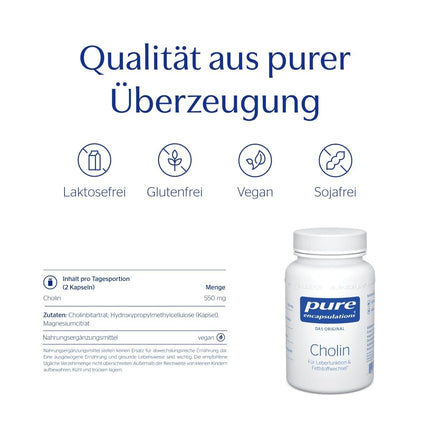 Pure Encapsulations Choline - For Liver Function &amp; Fat Metabolism - 60 Vegan Capsules