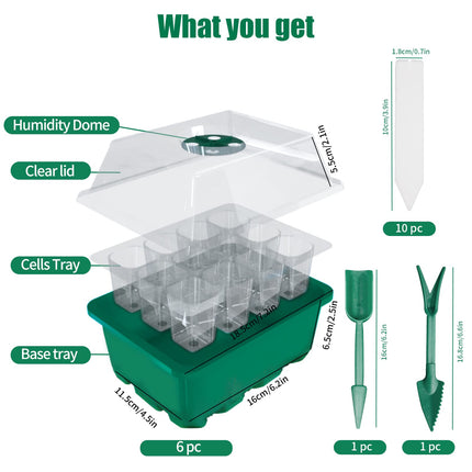 Indoor greenhouse cultivation box, 6 pieces 72 cells mini greenhouse cultivation set, seedling starter trays greenhouse cultivation tray with lid and ventilation for seedling plant