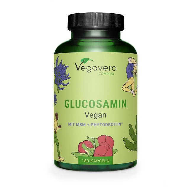 Glucosamine Chondroitin Complex Vegavero® | 100% Vegan | With MSM, Phytodroitin®, Devil's Claw, Vitamin C, Zinc | For Joints &amp; Bones* | 180 Capsules | No Additives | Made in Germany